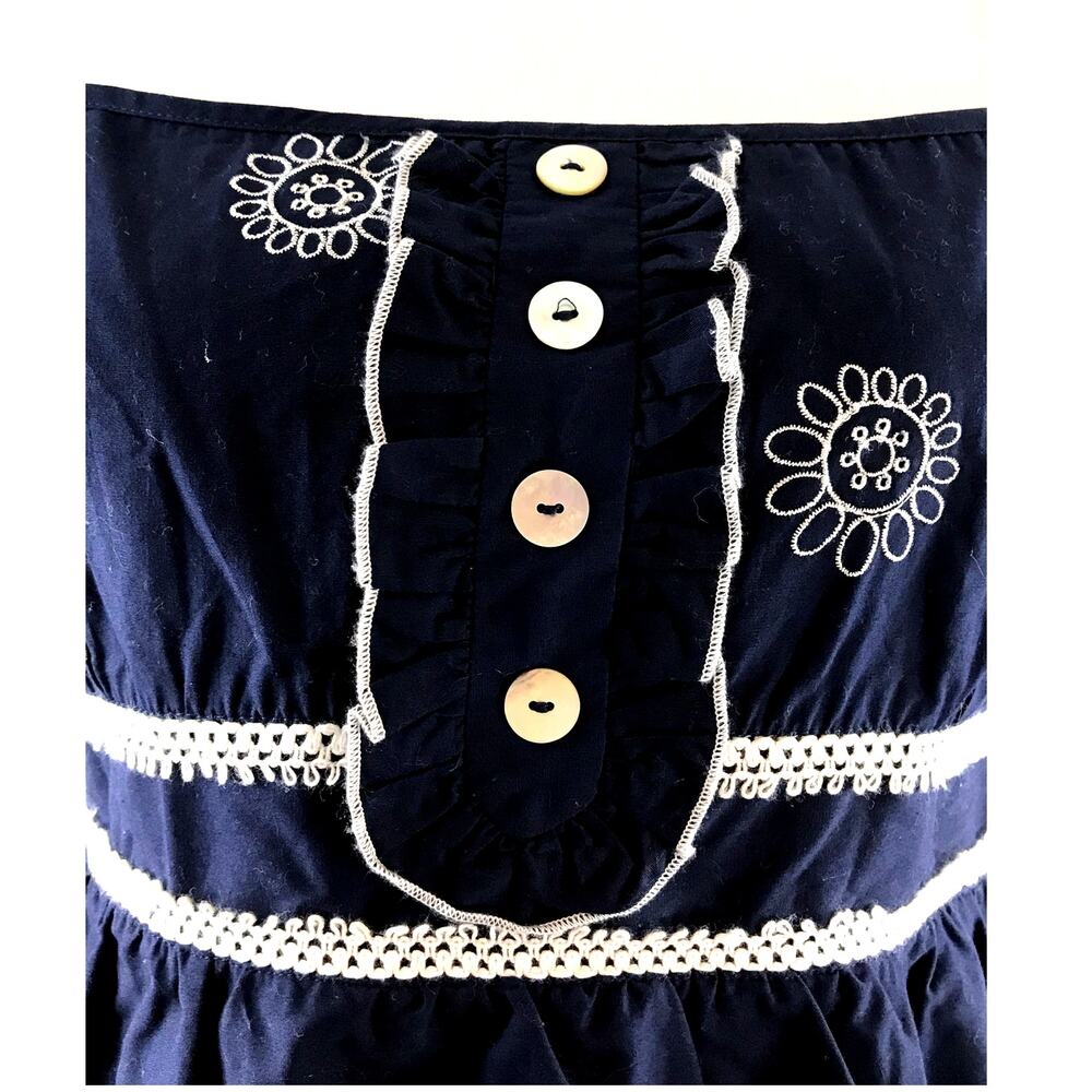 Zinc Girls Cotton Spaghetti Strap Blue Floral Embroidered Lace Dress Size XL - Picture 3 of 12